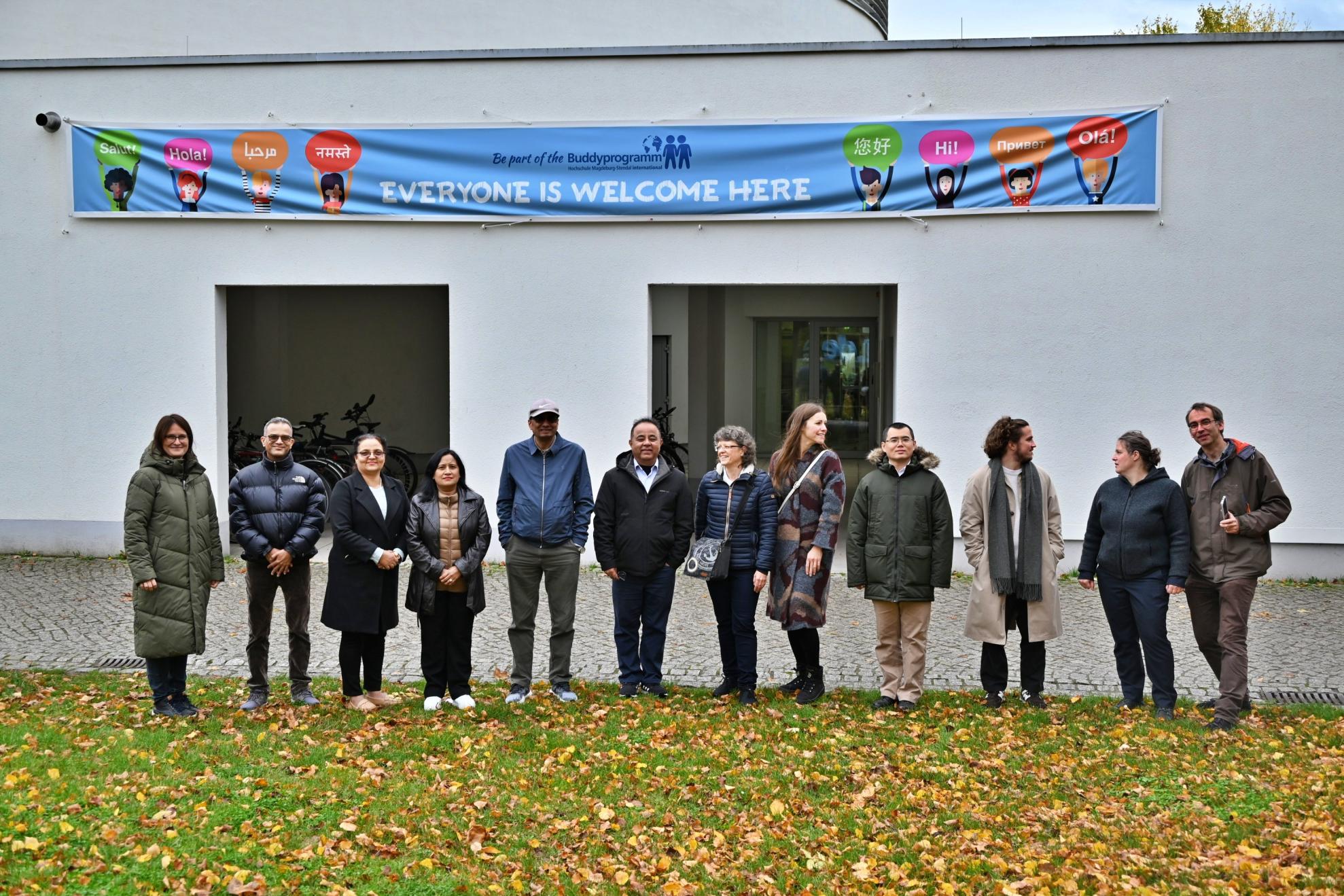 Group photo of all participants of the topic day on the campus of the University of Applied Sciences Magdeburg-Stendal, Germany