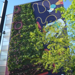 The "Green Wall" Project - The astronaut and rocket motif symbolises a bold leap toward an ecologically sustainable future.