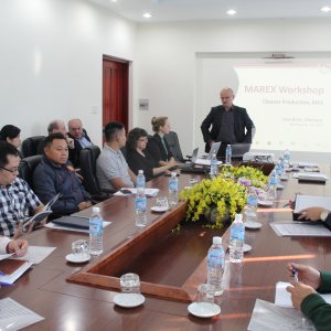 Workshop in Hoa Binh on the topic of "Cleaner Production Technology and it's Application in Hoa Binh". The speaker, who can be seen in the picture, is Dr. Georg Schiller from the IOER in Dresden.
