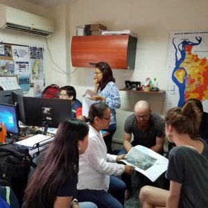 Auf dem Bild sind 4 Master-Studierende der Hochschule Magdeburg (Wasserwirtschaft, Ingenieurökologie), die über WATERMAS ihre Abschlussarbeit in Ecuador geschrieben haben.