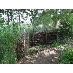 Benje hedge (a deadwood hedge) at the Regional Garden Show Beelitz, Germany, 2022